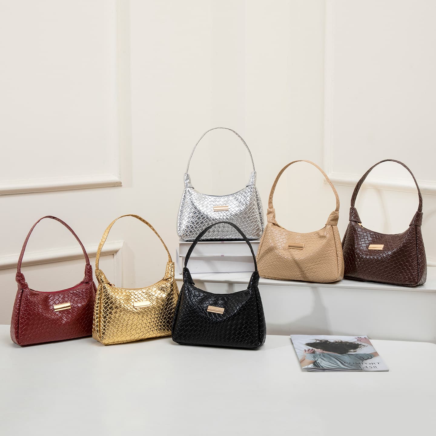 Premium Underarm Bag 2025 Women Handbags Trendy Fashion Shoulder Bag Woven Plaid Handbag