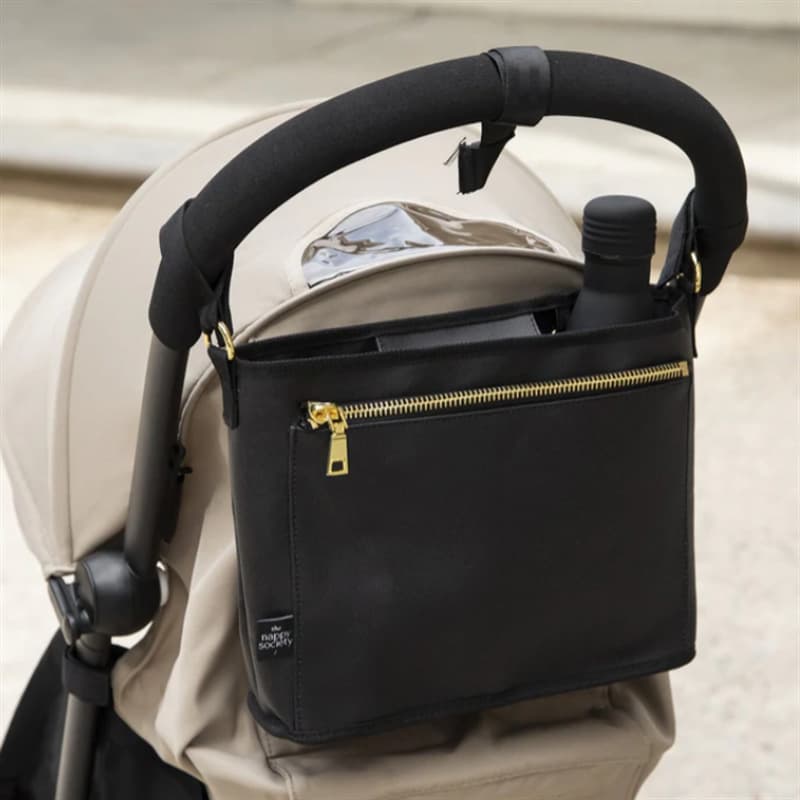 New Baby Stroller Leather Hanging Bag, Baby Outing Bottle Diaper Storage Pouch, Leather Foldable Bottle Bag