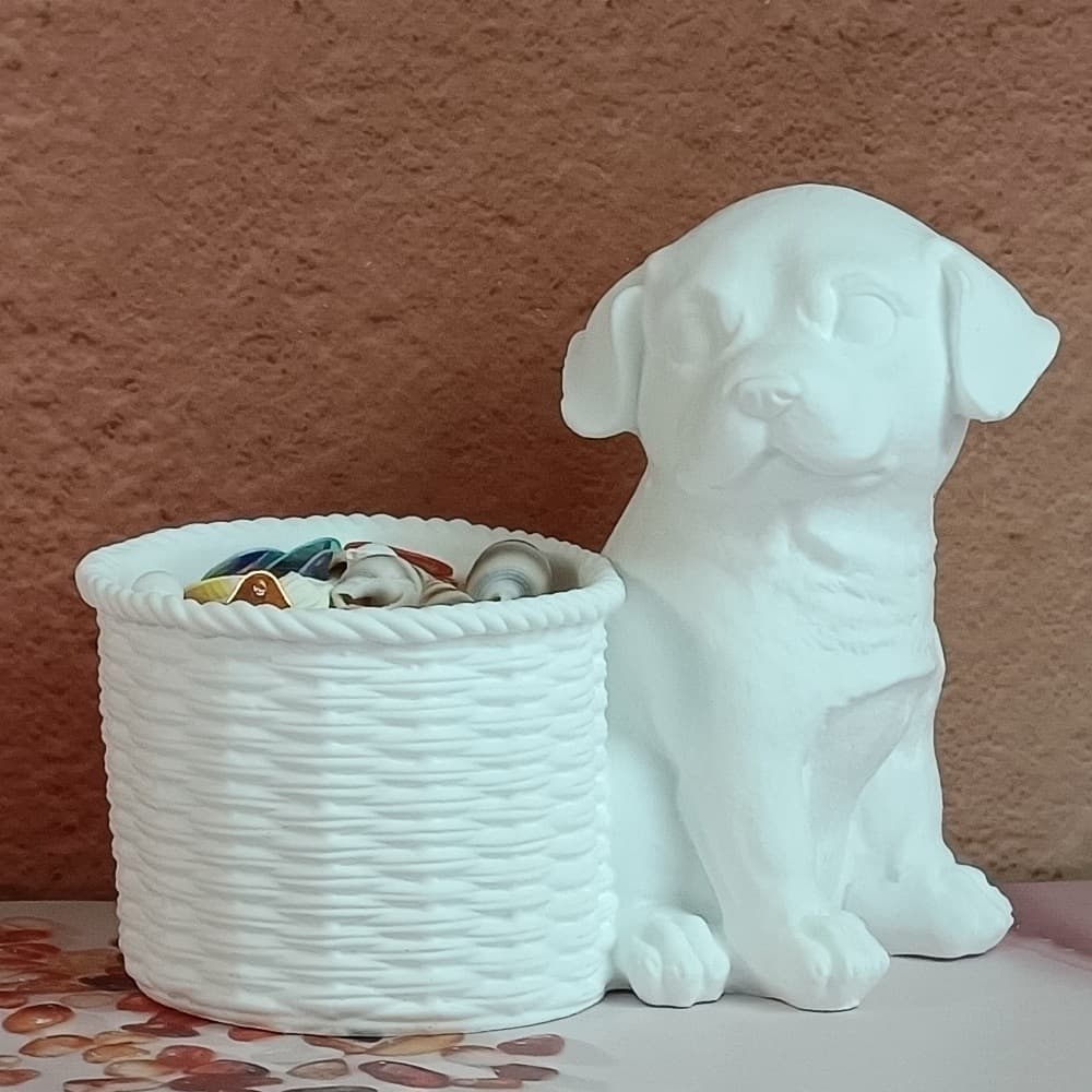 Flower Pot Dog Ornament Candle Plaster DIY Plaster Ornament Candle Holder Silicone Mold W0842