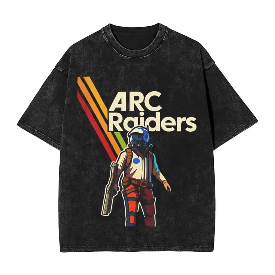 Acid Washed Arc Raiders Sci Fi Gaming Vintage T-shirt Men Women