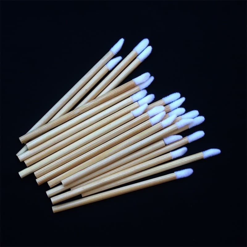 Wholesale Bamboo Handle Eyelash Lip Brush Eyelash Extension Tool Lip Gloss Brush Tattoo Bubble Brush Disposable Wooden Handle Lip Brush