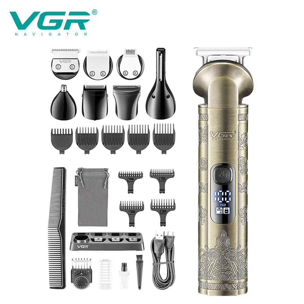VGR110 Cross-Border Set 8-in-1 Hair Clipper for Home Use, Men's Hair Trimmer, T-Liner, Nose Hair and Sideburn Trimmer