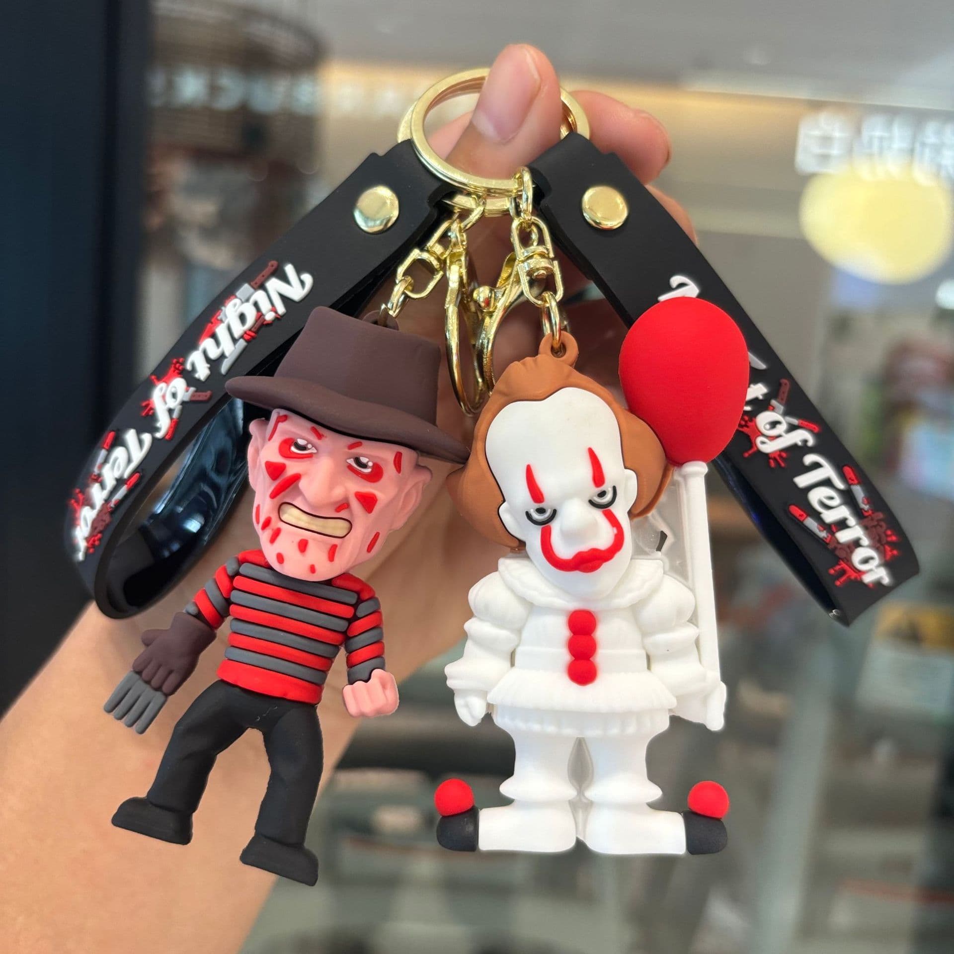 New Halloween Horror Movie Keychain Cartoon Doll Couple Bag Keychain Pendant Small Gift Wholesale