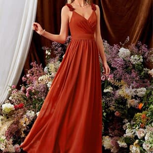 V-Neck Strapless Evening Dress Lace Ruffle Backless Sexy Elegant Flowing Party Dress Cross-Border Bridesmaid Dress