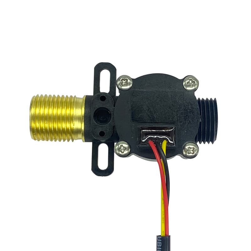 Brass 4-Part Hall Water Flow Sensor for Instant Water Heaters with Pulse Signal and NTC Temperature Sensor