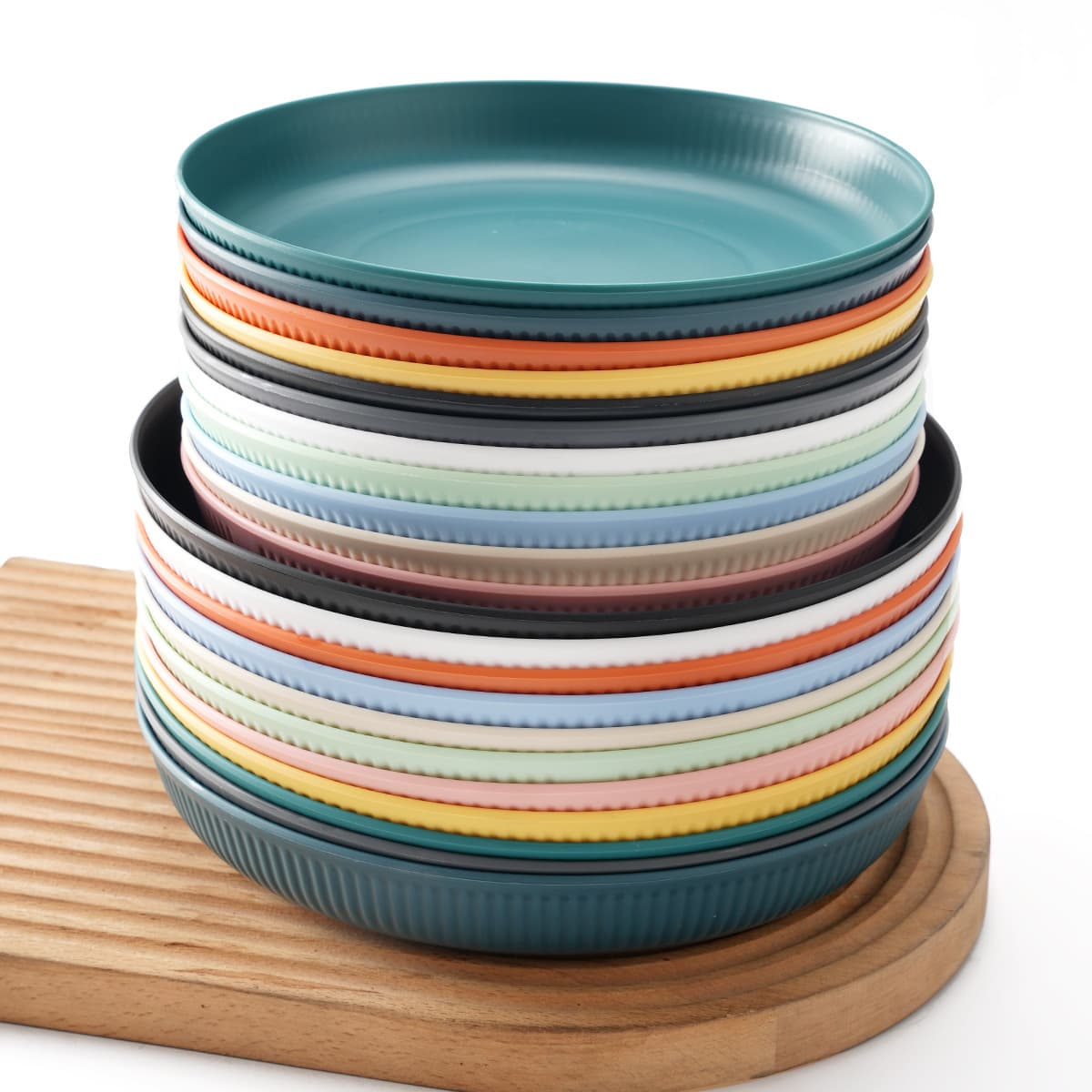 26 years new cross-border plastic plate bone plate anti-fall durable household commercial meal snack striped bowl set