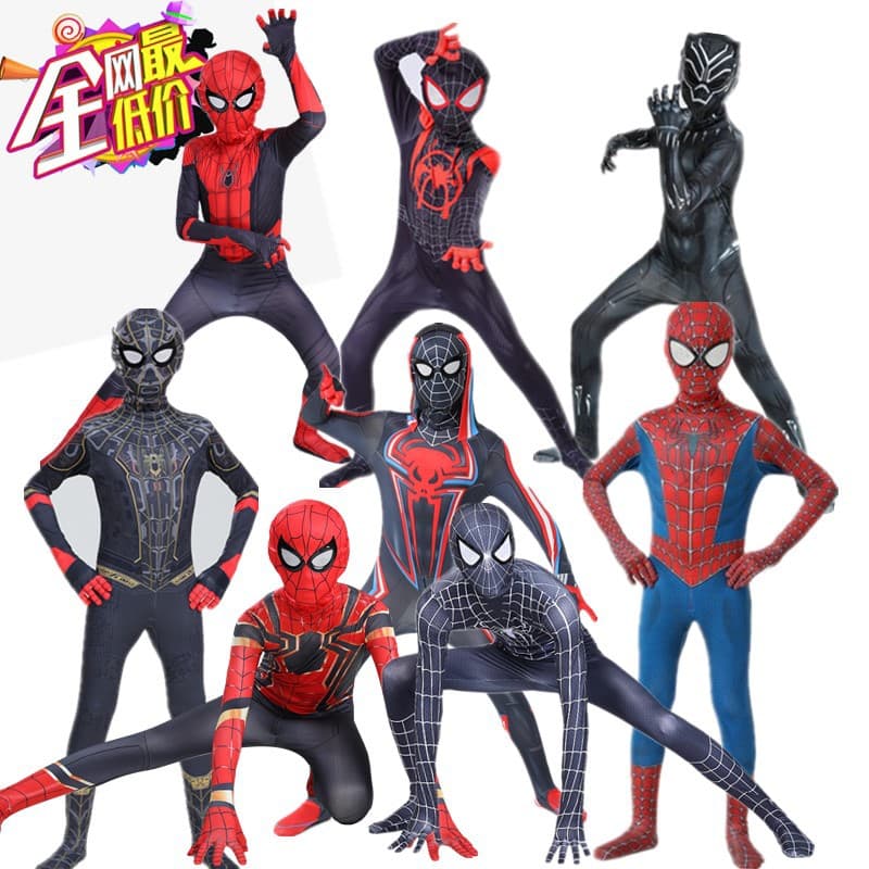 Halloween Spider-Man Tights Kids Cosplay Costume Little Black Spider Miles Hero Outfit
