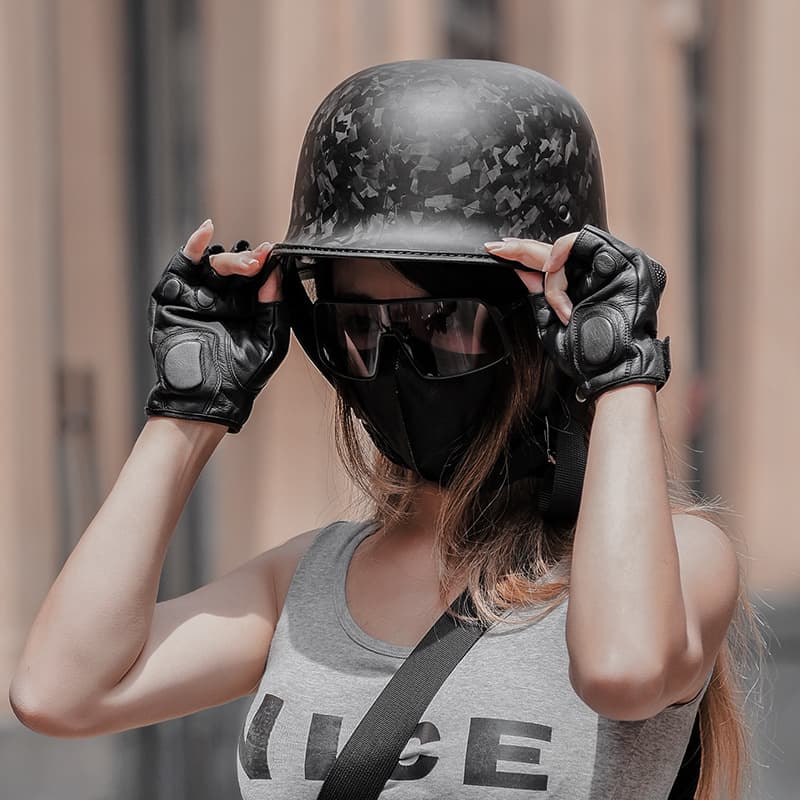 Carbon Fiber Retro Half Helmet 3C Certified Motorcycle Half Helmet Cruiser German Soldier Helmet Wholesale