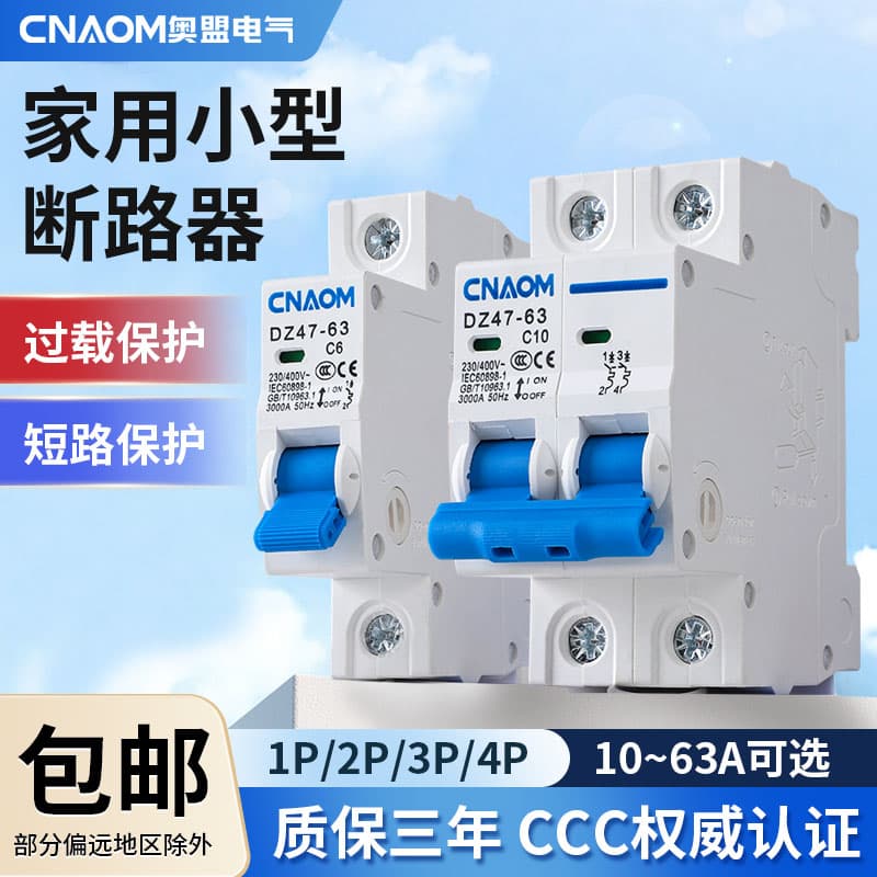 DZ47-63 Miniature Circuit Breaker Air Switch 1P 2P 3P 4P Household Miniature Circuit Breaker Leakage Protection 6A-32A-63A