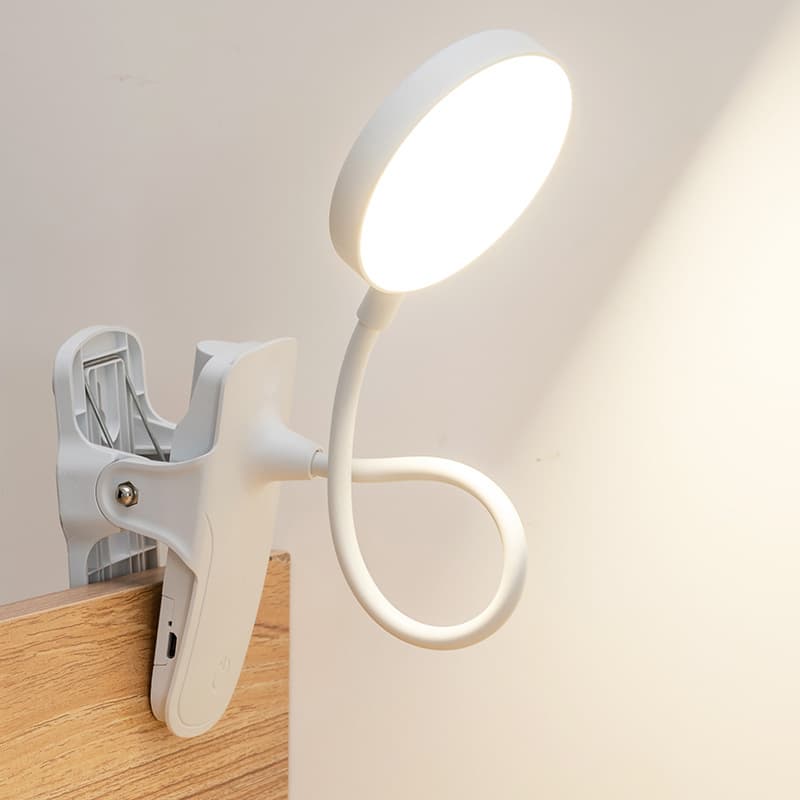 Clip LED Desk Lamp with Touch Control, Dual Charging/Plug-in, Dimming and Color Adjustment for Eye Care, Student Dorm Study Lamp