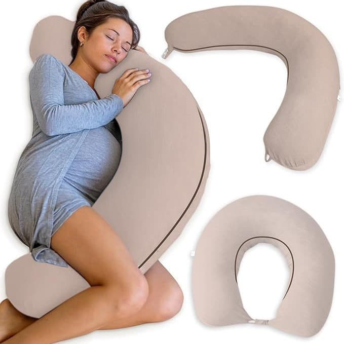 Crescent Maternity Pillow Full Body Pillow for Side Sleeping Pregnant Women and Nursing Pillow Breastfeeding Pregnancy Essentials