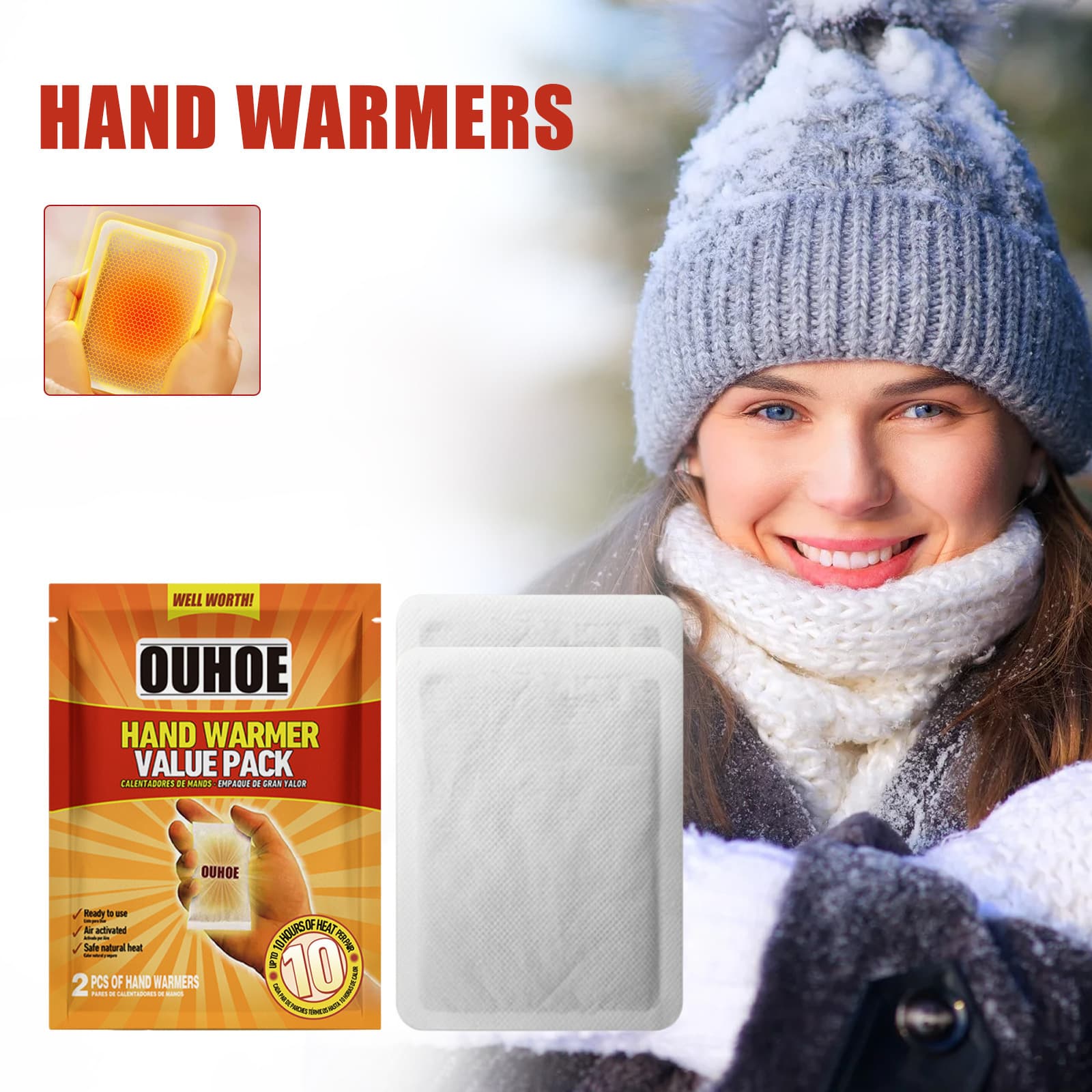 OUHOE Disposable Hand Warmers, One-time Use Heating Warm Baby Patches, Winter Portable Anti-cold Insulation