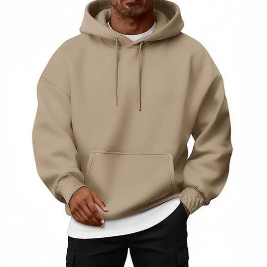 European and American Solid Color Drawstring New Men's Casual Fleece Zip Hoodie Pullover Sports Sweatshirt Basic Hoodie Autumn Winter