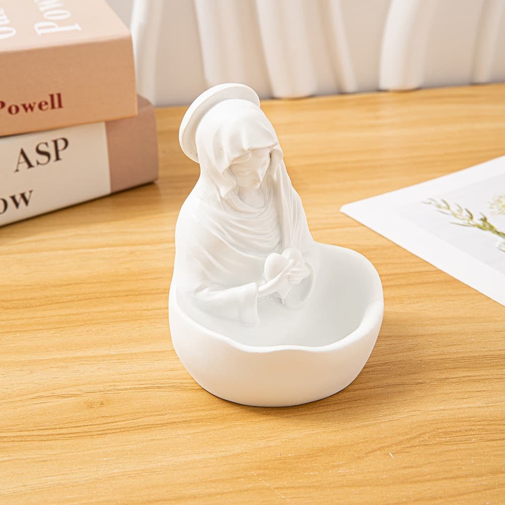 Cross-border Sandstone Resin Craft Devout Statue Decorative Bowl Home Soft Decoration Ornament Creative Gift