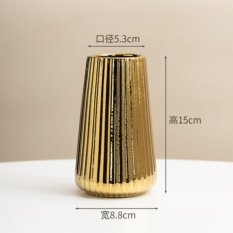 Electroplated Ceramic Vase, Simple Nordic Style Modern Home Decorative Vase, Tabletop Entrance Gold