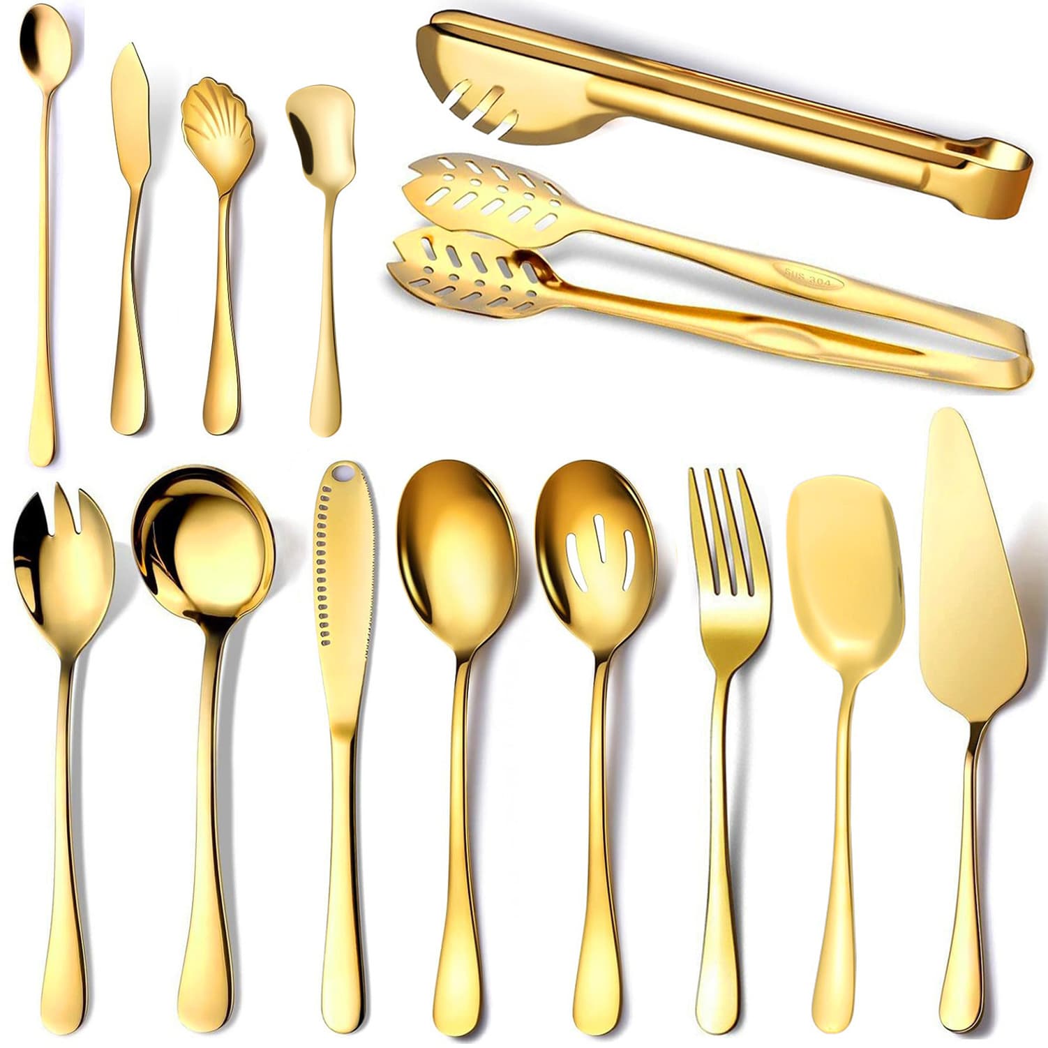 Amazon stainless steel serving spoon, strainer, soup spoon, food tongs, hotel serving spoon, fork, banquet communal tableware