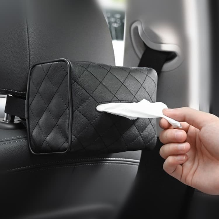 Creative Leather Car Tissue Box, Multi-Functional Seat Tissue Holder, Armrest Sun Visor Storage Box