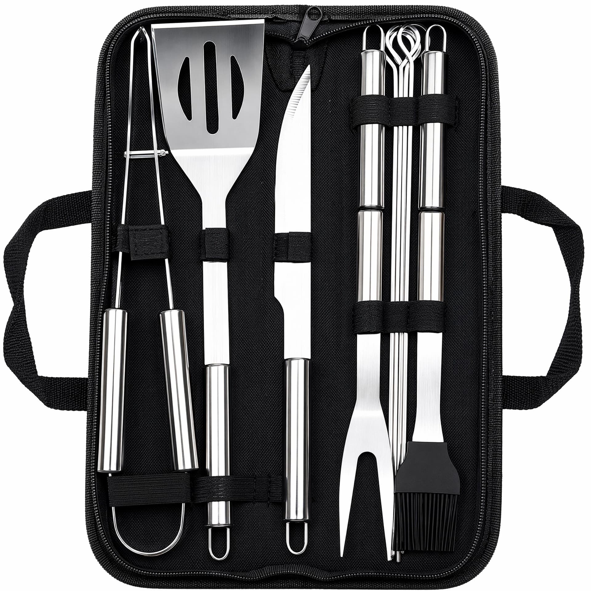 Amazon Stainless Steel Barbecue Tool Set Pipe Handle Combination Grill Set Outdoor BBQ Fork and Spatula Clamp