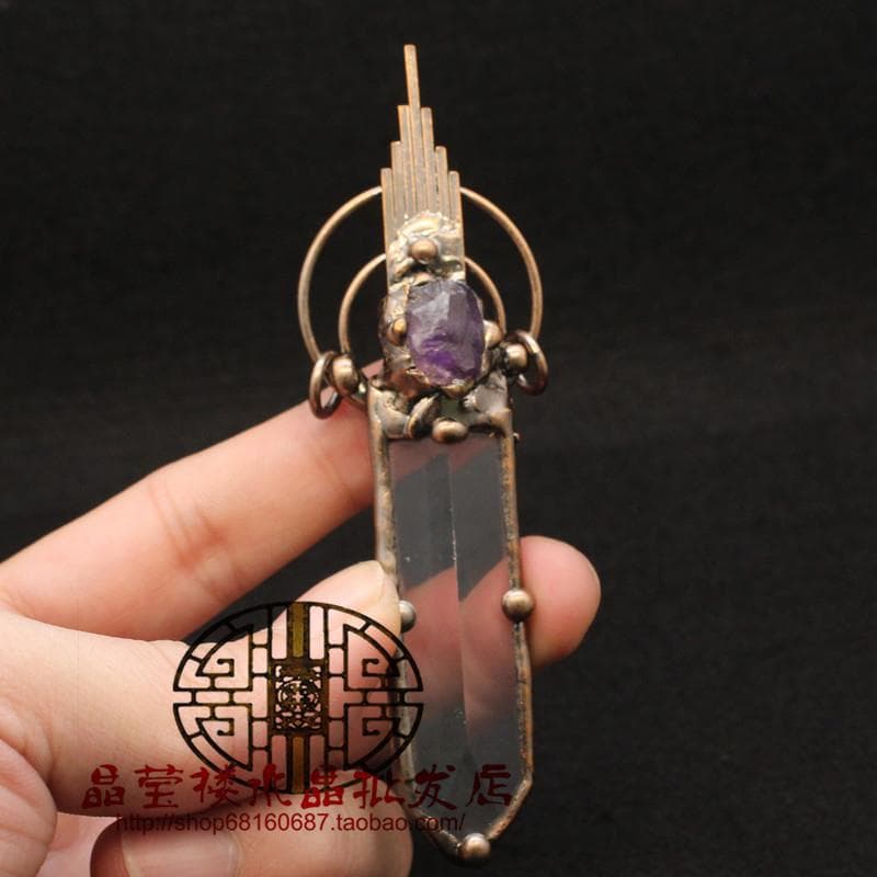 Foreign Trade Cross-border Accessories: European and American Retro Palace Style Clear Crystal Pendant Necklace Sword-shaped Jewelry