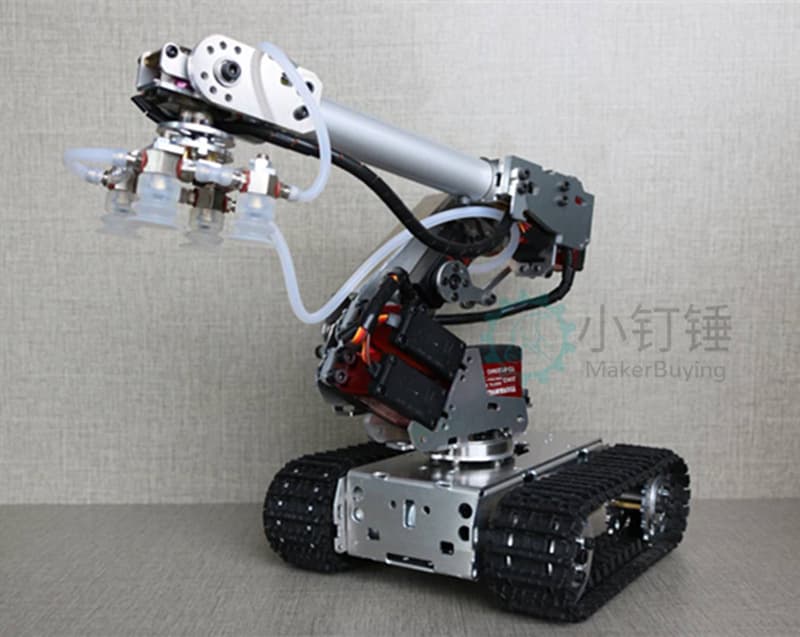 Metal Aluminum Alloy Robotic Arm Six-Axis Robot 201 for Arduino with Tank Track Chassis