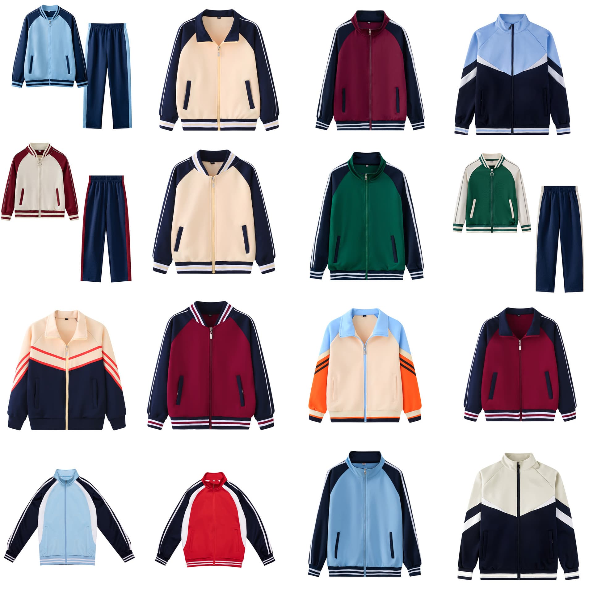 New Chinese Style Long-Sleeve School Uniform Set for Primary and Secondary Students, Class Group Wear, Custom Logo