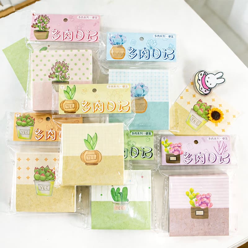 Succulent Diary Theme Sticky Notes, Cute Tearable Note Paper, Kids' Stationery & Office Supplies, Premium Sticky Notes