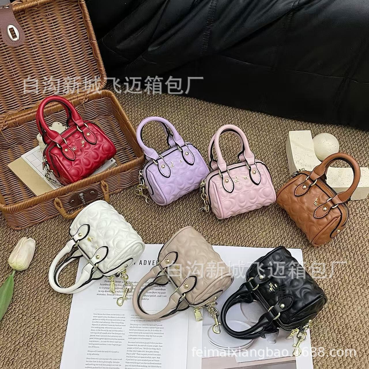 Cross-border embossed keychain bag, European and American stylish small square bag, 2026 COACH-style personalized fashionable handbag wholesale