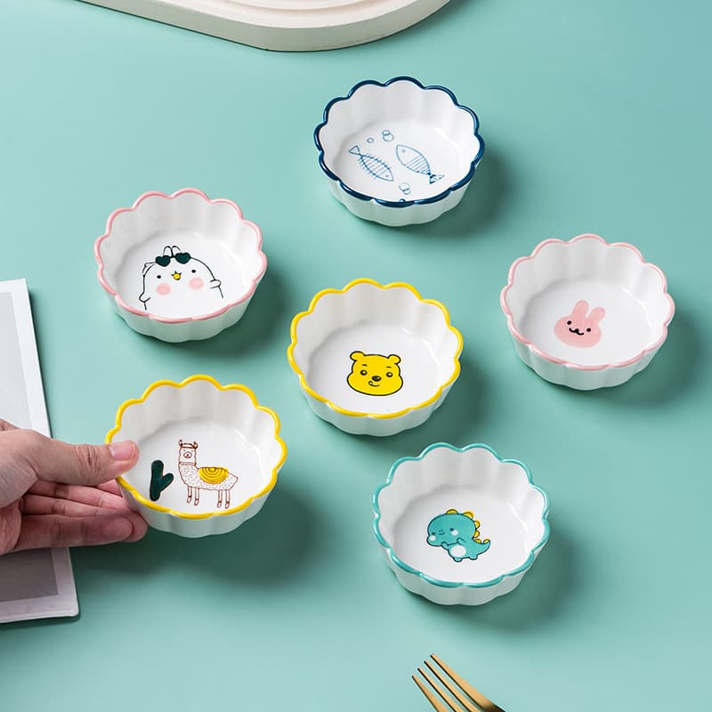 Creative Cute Cartoon Ceramic Plate Home Use Sauce Dish Vinegar Dish Seasoning Dish Soy Sauce Dish Snack Plate Small Plate