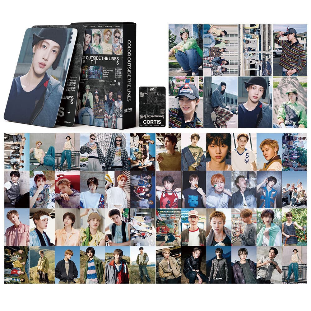CORTIS Photo Card Box of 55 Korean boy group star Lomo cards COLOR OUTSIDE THE LINES