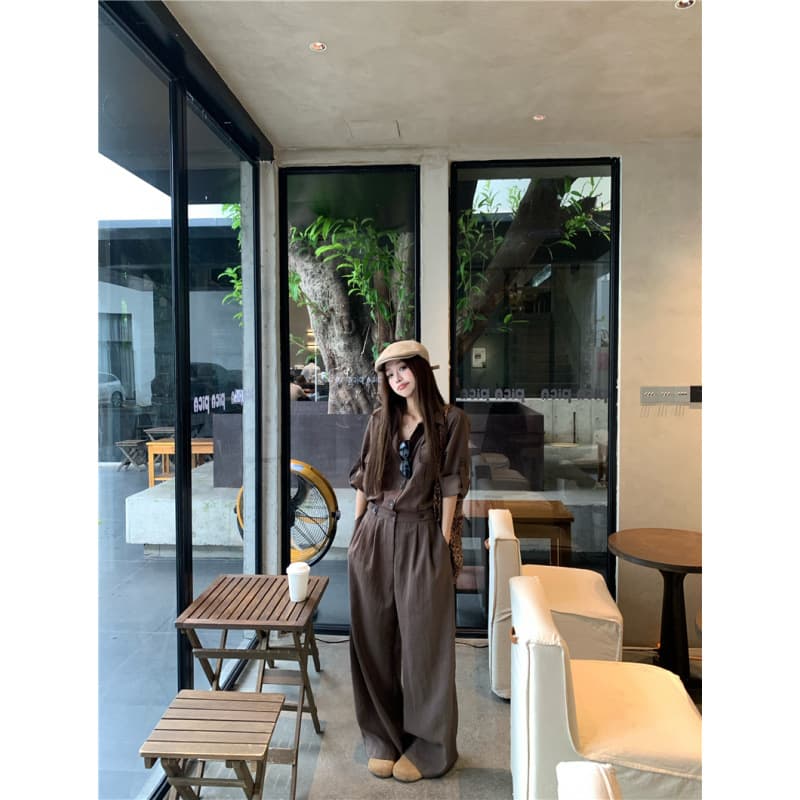 Actual Photo, Actual Price: Vintage Workwear Jumpsuit for Women, Early Autumn Loose Straight-Leg One-Piece