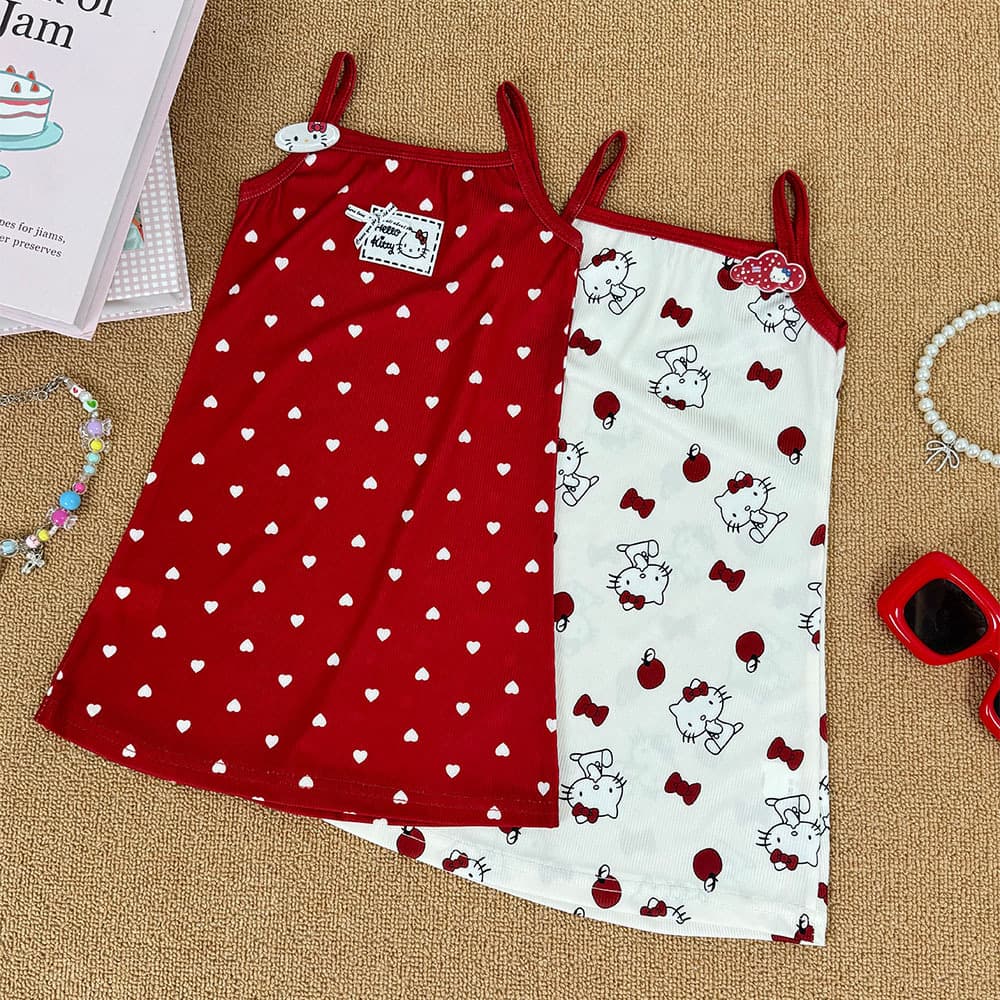 New Summer Red Tight Dress for Baby Girls, Children's Sleeveless Suspender Dress, Kids' Casual Wear