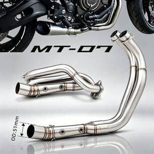 Motorcycle Exhaust System for MT07 FZ07 Modified Stainless Steel Dual Oxygen Port Front Exhaust Pipe