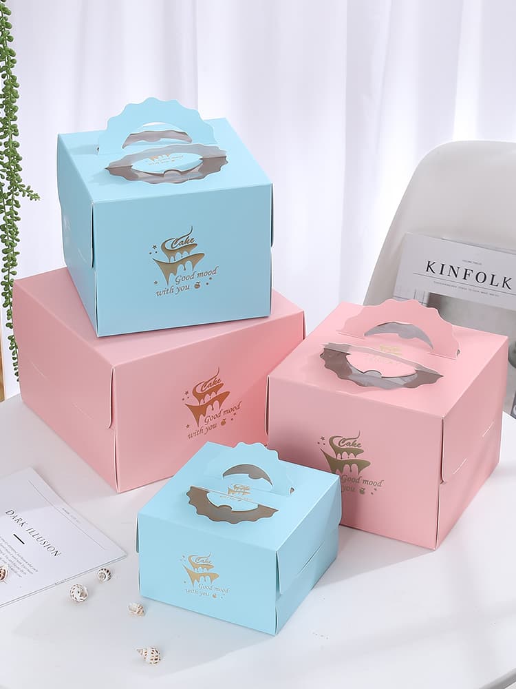 4 6 8 10 Inch Handheld Birthday Cake Box Basque Cheesecake Packaging Box Dessert Mousse Packing Box