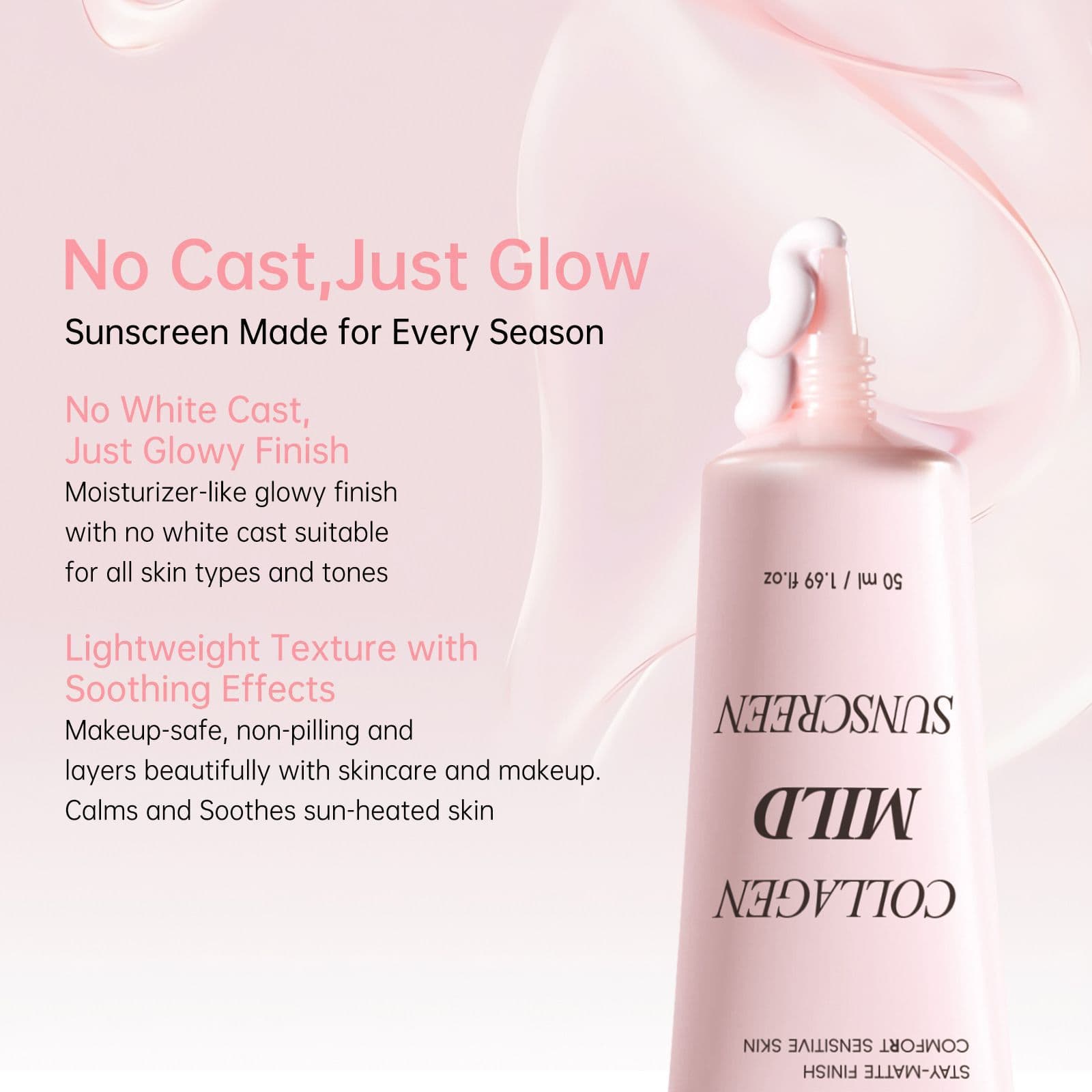 Gentle Collagen Sunscreen, Lightweight, Breathable, Moisturizing