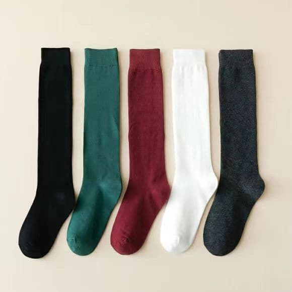 JKN women's compression calf socks, spring and autumn, strong compression, slimming effect, black over-the-knee mid-high style Korean style long socks.