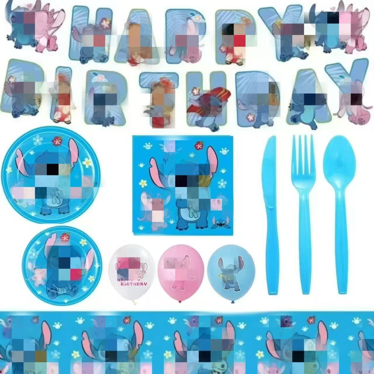 Blue Party Decorative Tableware Set Baogongshi Star Shell Paper Plate Paper Cup Tablecloth