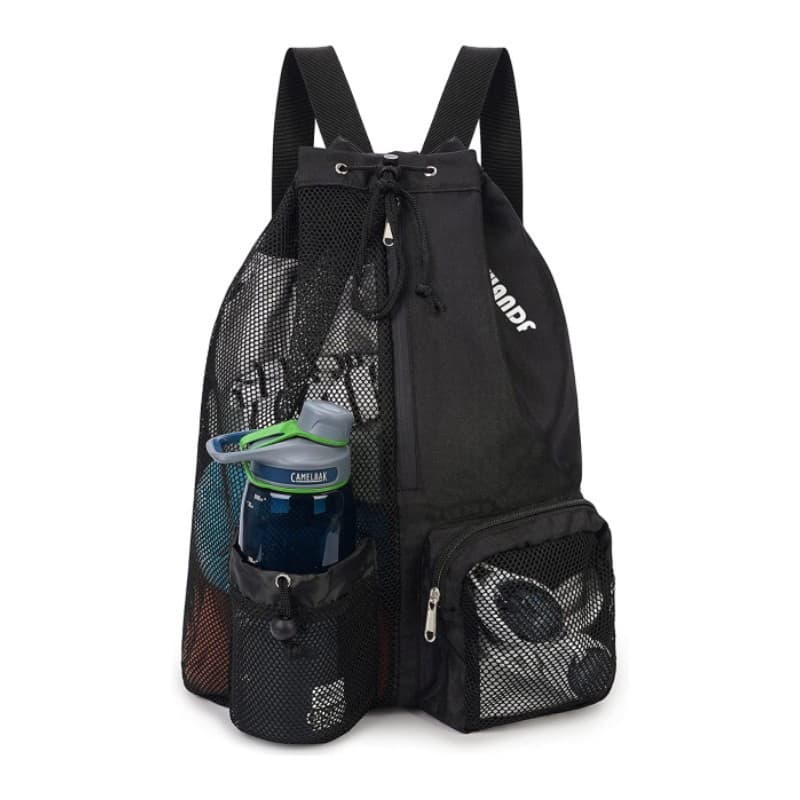 Ready Stock Drawstring Pocket Swim Bag Mesh Drawstring Backpack with Wet Bag Beach Backpack Gym and Workout Gear Bag