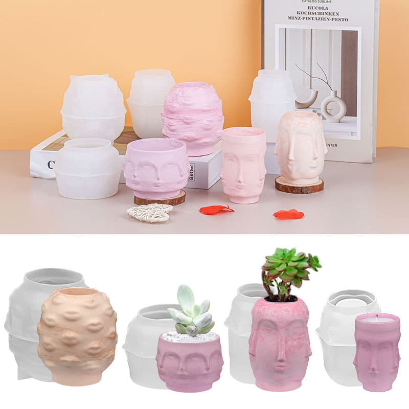 DIY Abstract Face Vase Silicone Mold Lips Face Eight Face Portrait Mirror DIY Plaster Flower Pot Mold