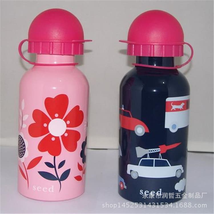 Factory Direct Outdoor Sports Water Bottle with Lid, Aluminum Alloy Bottle, Cute Cartoon Animal, Student Portable Water Bottle