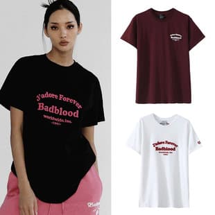 Badblood Wine Red Letter Embroidery Loose Cotton Short Sleeve T-Shirt for Women Summer Fashion Slimming Tee