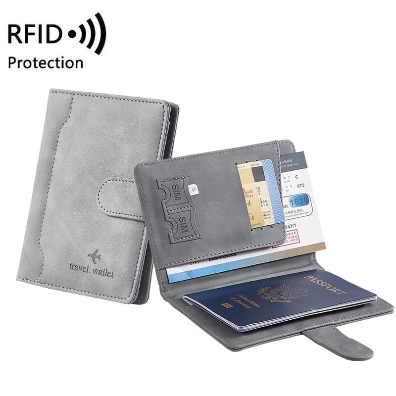 Cross-border Hot Selling RFID Passport Holder, Slim with Magnetic Snap, PU Leather, Anti-skimming, Multi-functional Travel Wallet Passport Case