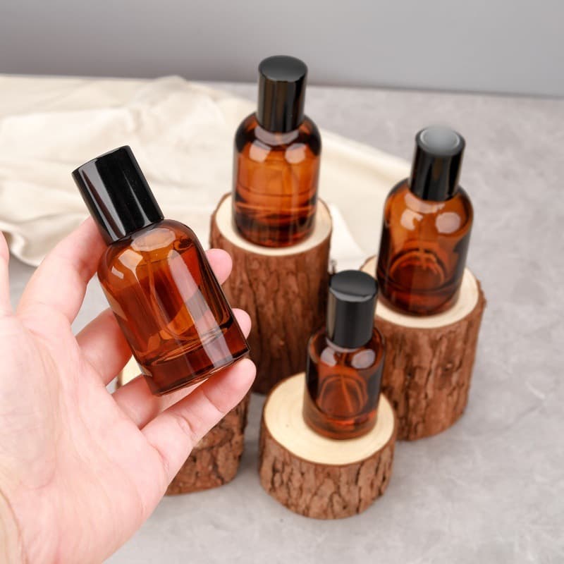 30ML screw-top brown glass perfume bottle 50ML perfume refill bottle press glass spray bottle cosmetics empty bottle