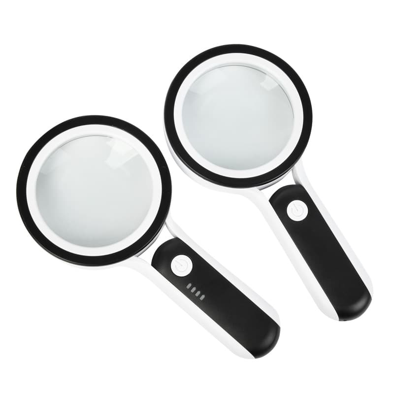 Recharge/battery 30x handheld magnifying glass 24LED warm and cold three-color light source for elderly people to read books at home