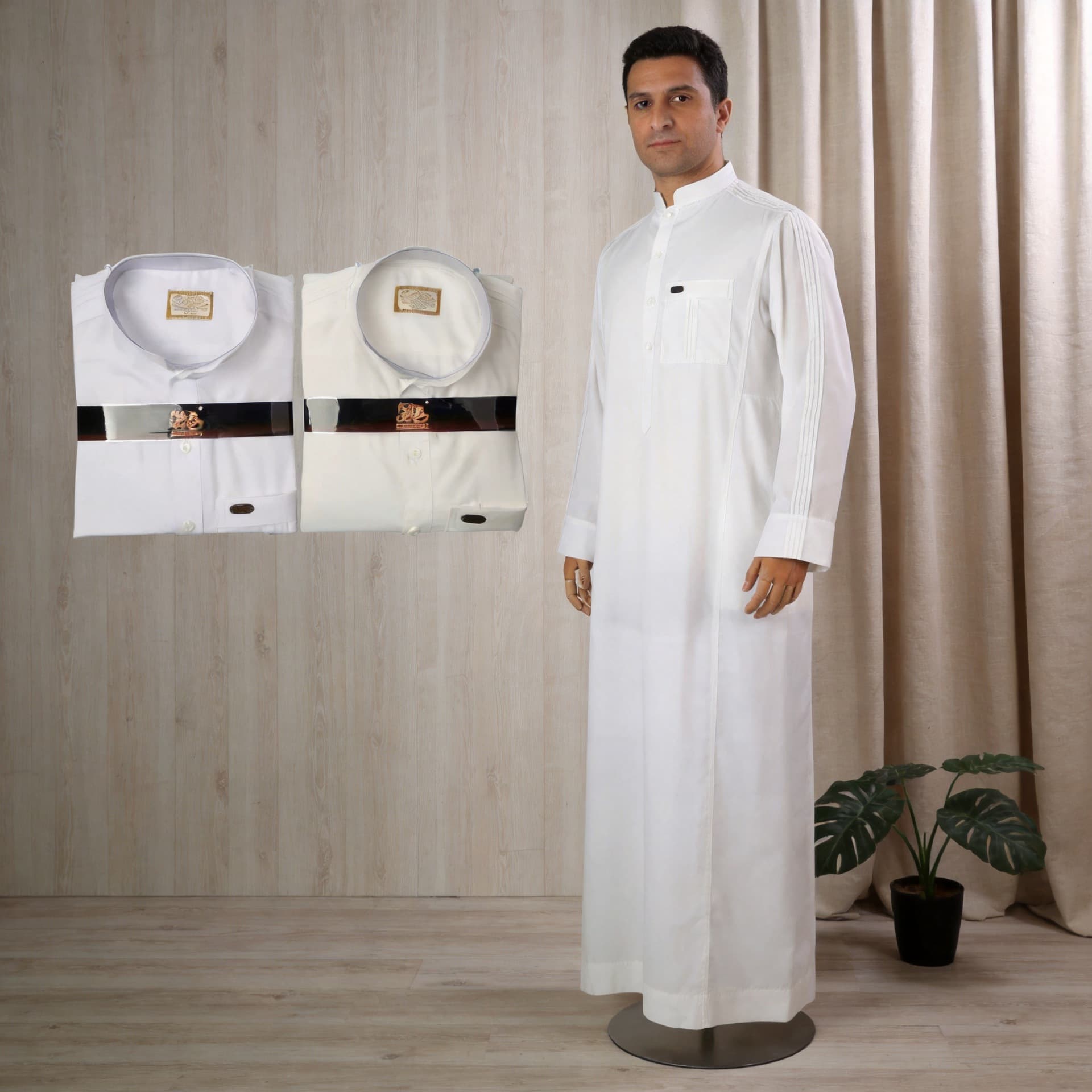 Hassan Factory Robe Turkish Men's Loose Small Stand Collar Design White Thobe