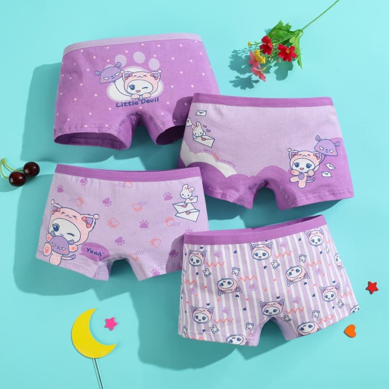 12-Pack Children's Cotton Underwear Girls' Boxer Briefs, Soft Breathable Cotton for Toddlers and Big Kids