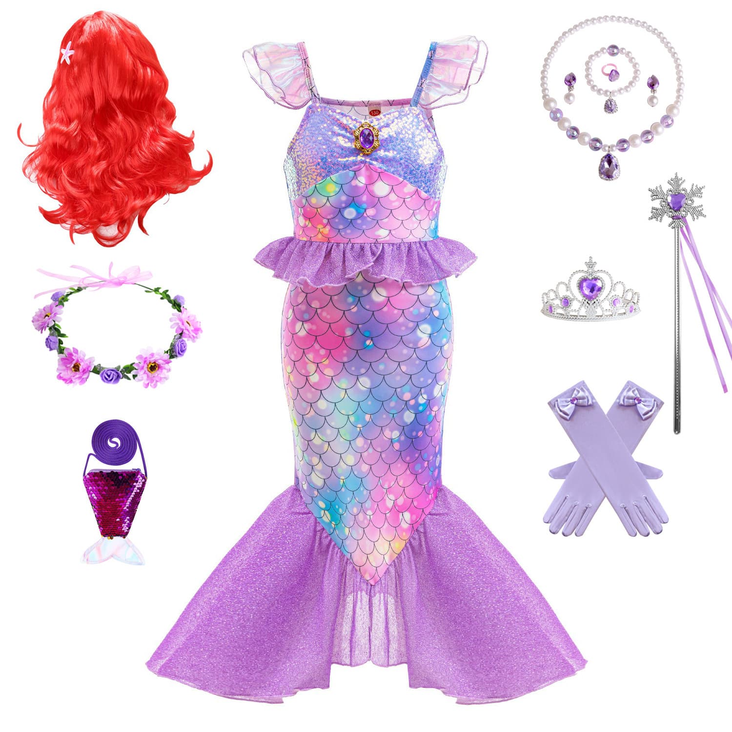 Cross-border mermaid dress mermaid girl fishtail dress western style princess dress dress girls holiday show NN102