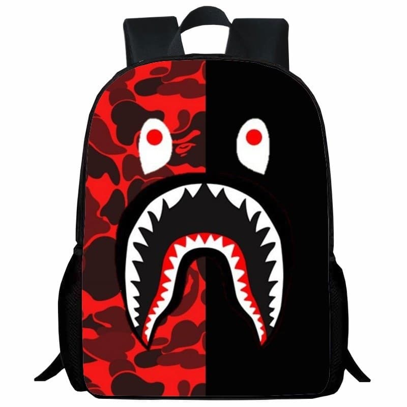 Cross-border new product printed big mouth graffiti primary school bag cartoon anime shark 12th grade lightweight backpack