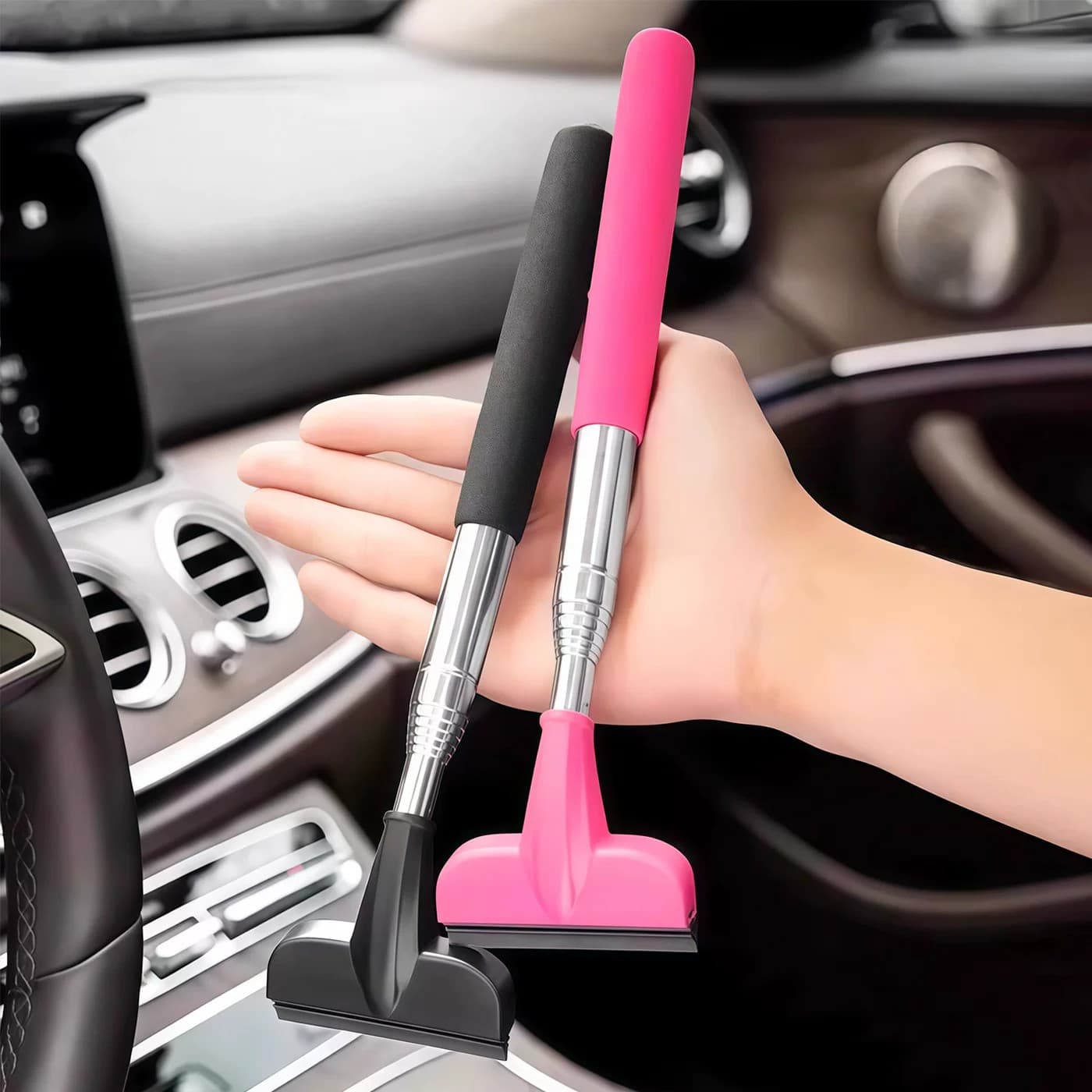 Multifunctional car rearview mirror telescopic wiper, rain-proof artifact, snow scraper, car window glass decontamination, water removal, cleaning wiper