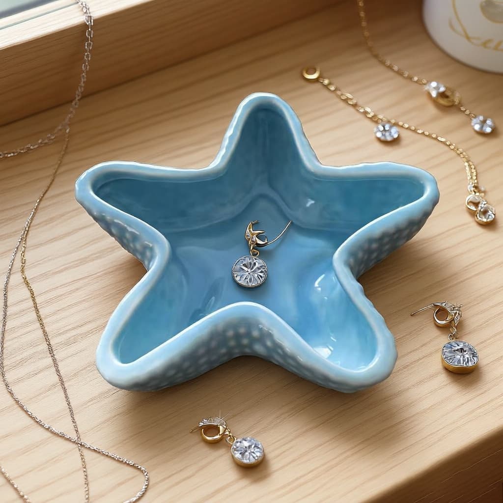 Creative Personalized Ins-Style Premium Starfish Shell Ceramic Home Storage Ornament Cross-Border Jewelry Display