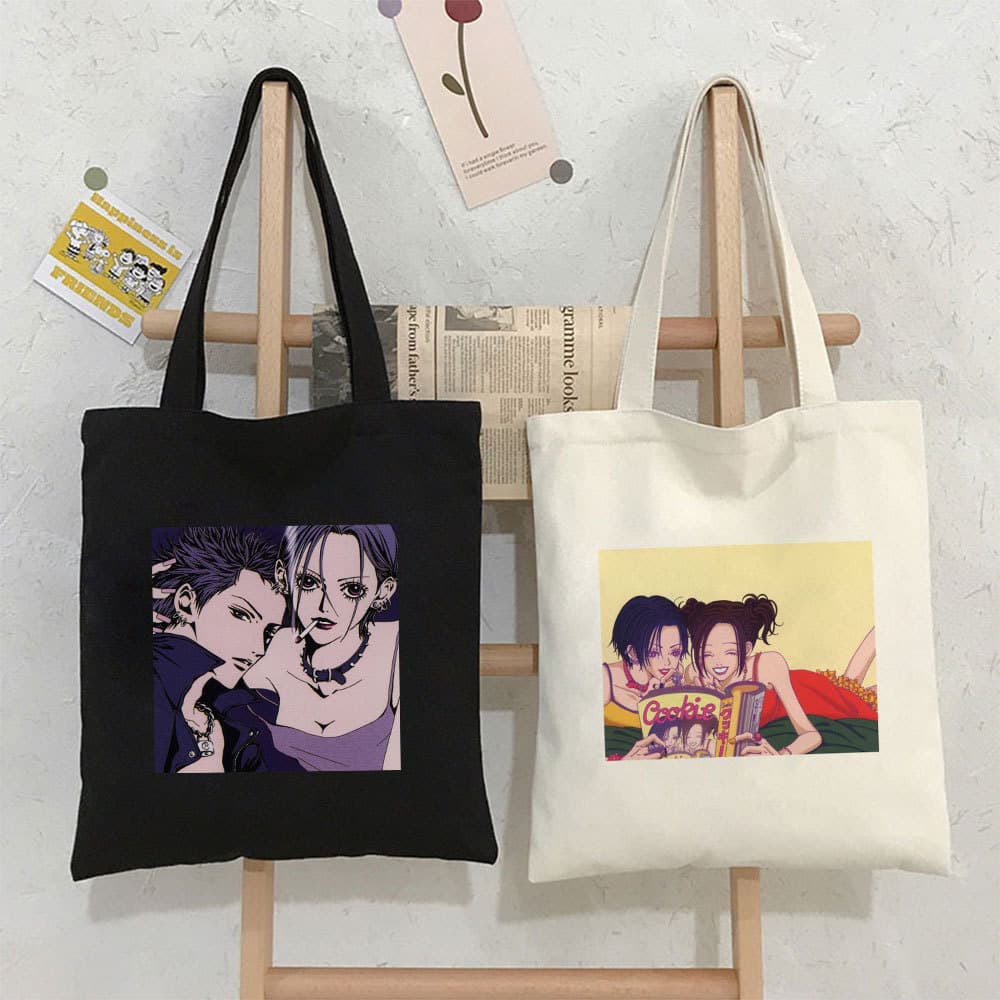 Cross-border Printed Canvas Bag Harajuku Shoulder Bag Student Fashion Handbag Shopping Bag In Stock